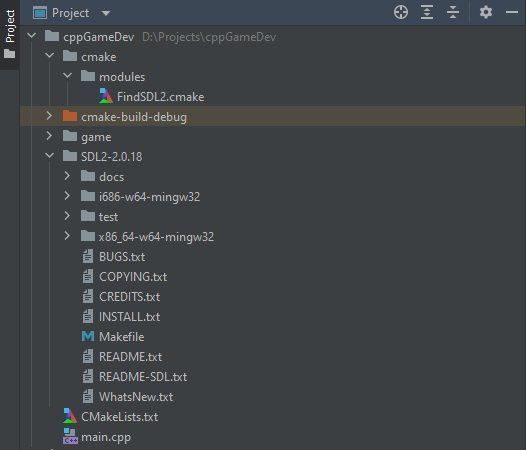 directory structure after getting the SDL package